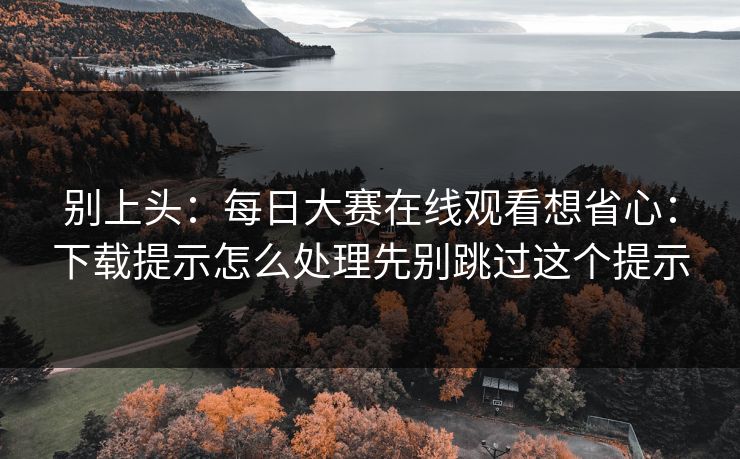 别上头：<strong>每日大赛</strong>在线观看想省心：下载提示怎么处理先别跳过这个提示